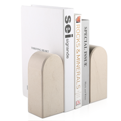 Koville Beige Triumphal Arch Bookends Medium – Natural Warmth and Timeless Calm