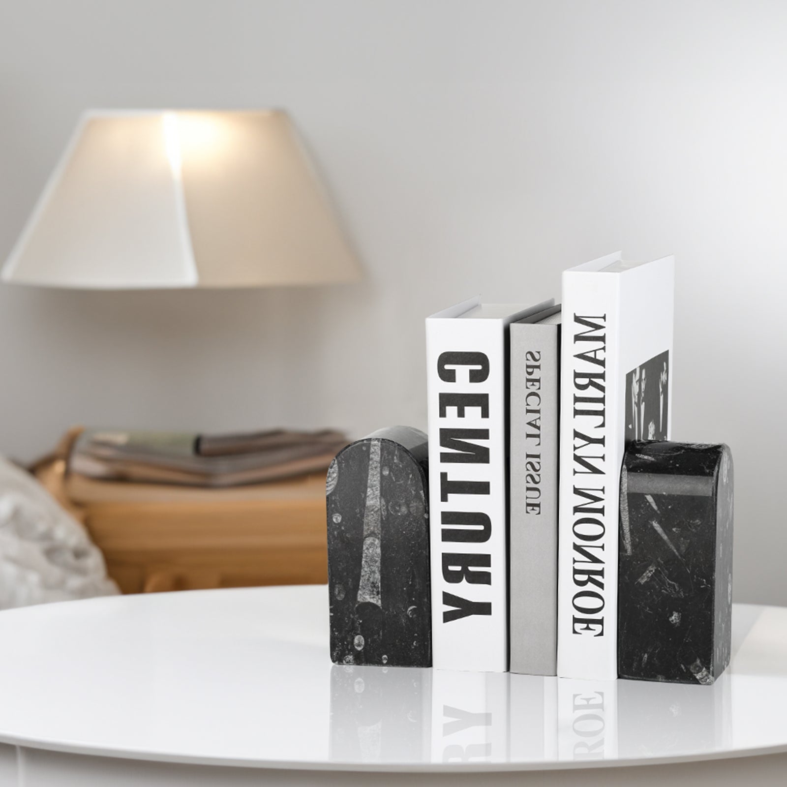 Triumphal Arch Bookends Medium - Granite (Black Fossil