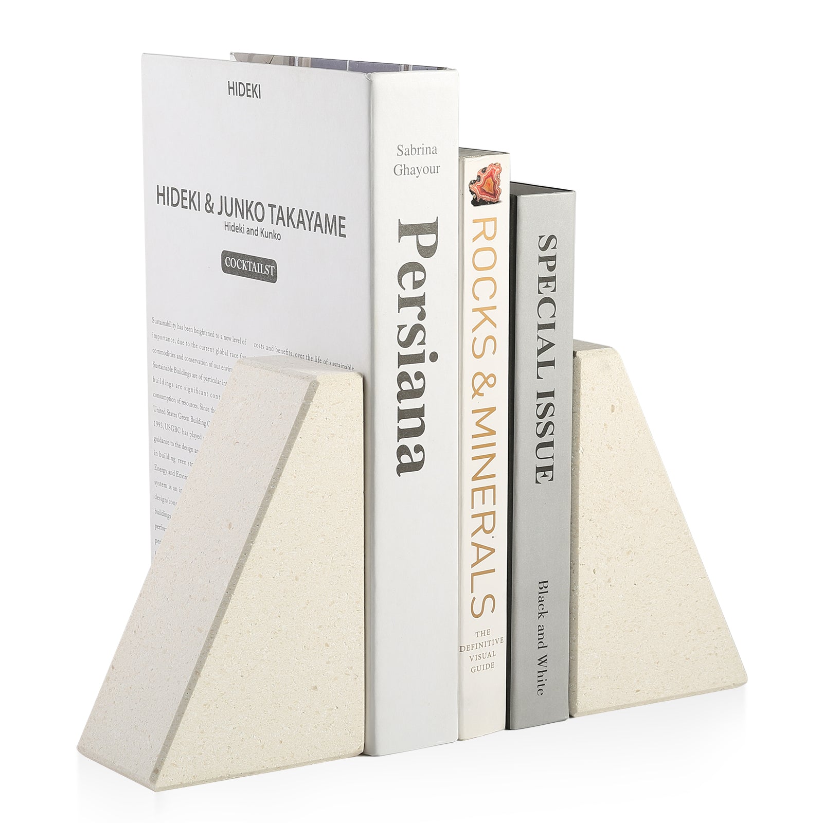 Trapezoid Bookends - Limestone (Lymra)