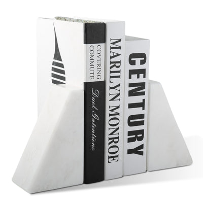 Koville White Trapezoid Bookends – Illuminating Elegant Spaces · Natural Pattern B