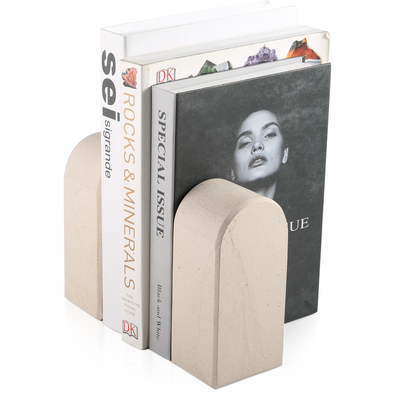 Koville Beige Triumphal Arch Bookends Medium – Natural Warmth and Timeless Calm