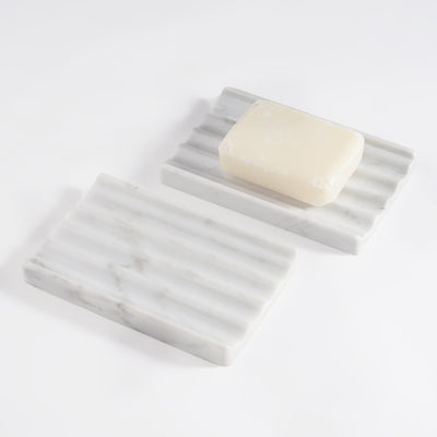 Koville White Soap Dish Set of 2 – Illuminating Elegant Spaces · Natural Pattern A