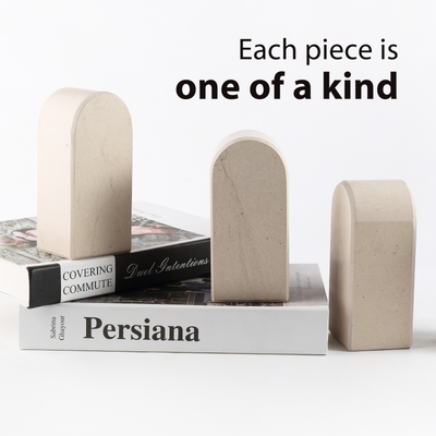 Koville Beige Triumphal Arch Bookends Medium – Natural Warmth and Timeless Calm