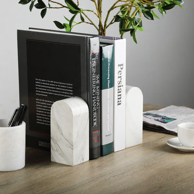 Koville White Triumphal Arch Bookends Medium – Illuminating Elegant Spaces · Natural Pattern C
