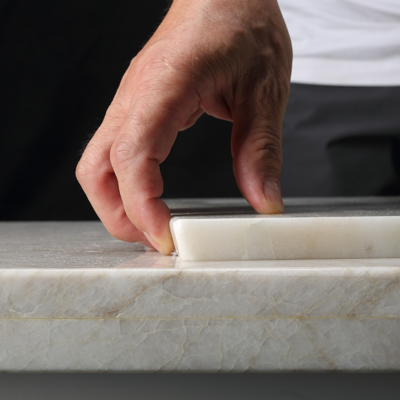 Koville Natural Marble 12" Rectangle Pastry Board-Bianco Palomino