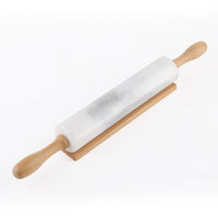 Koville Natural Marble Rolling Pin with Wooden Base, 9.75 inch-Namib Fantasy