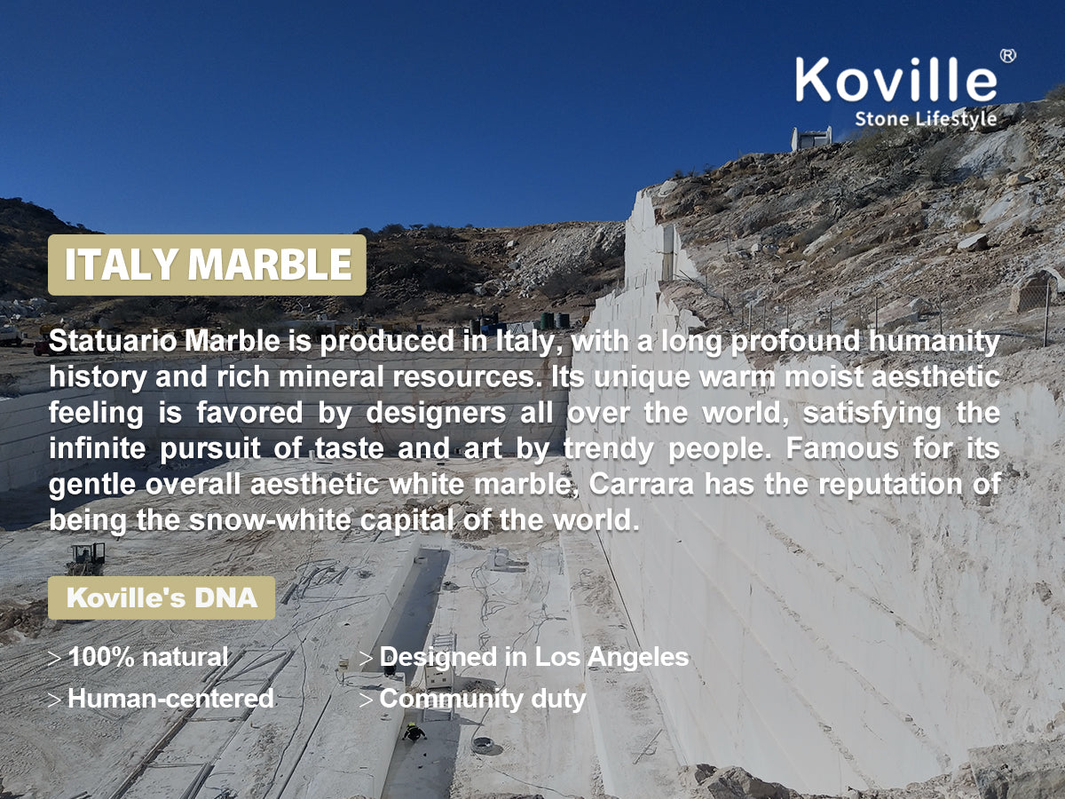 Round Serving Tray - Marble (Statuario)