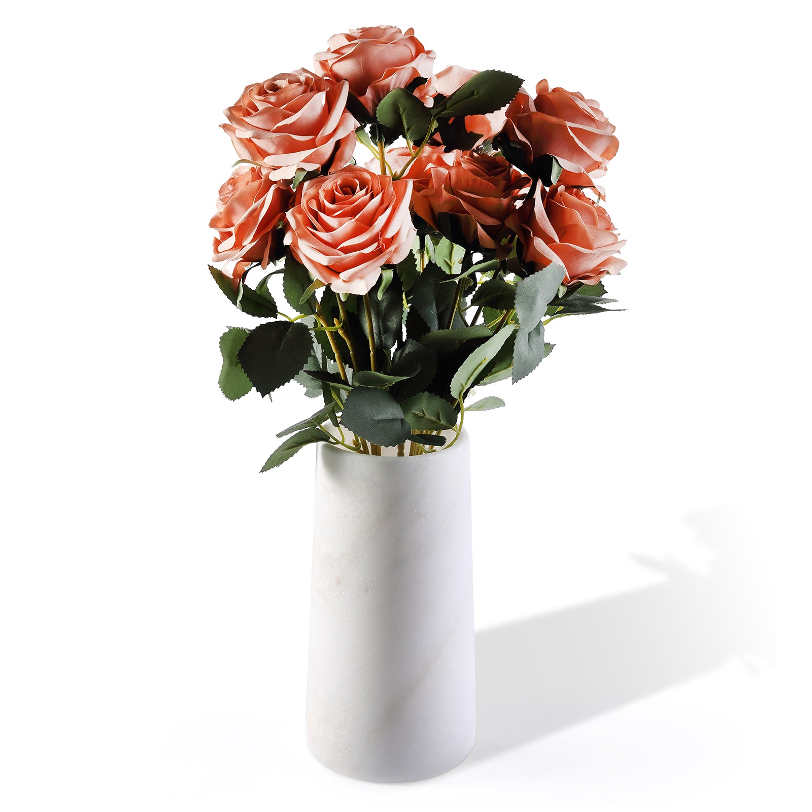 Koville Natural Marble Vase 3.77", Cylindrical-Namib Bianco