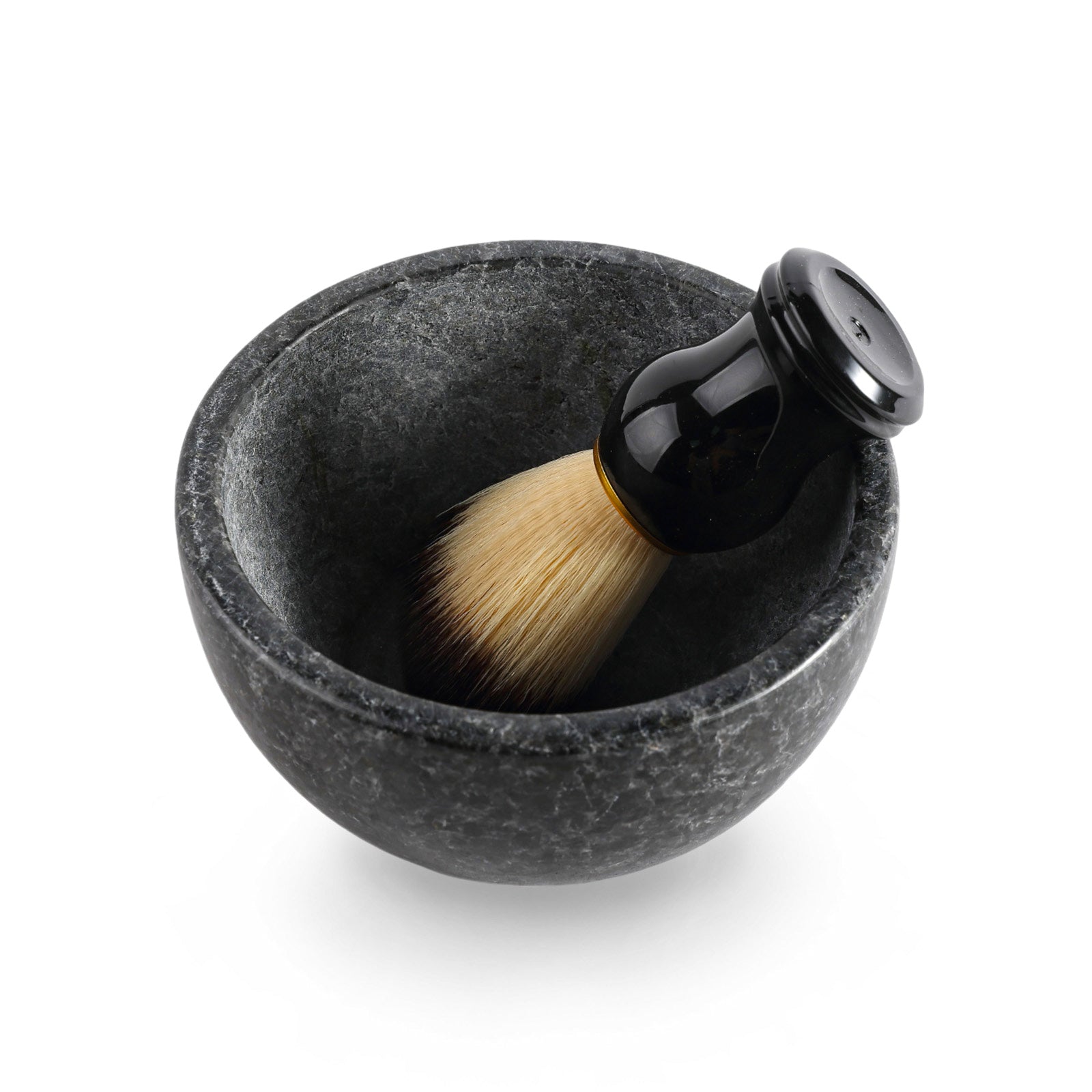 Shaving Bowl & Brush - Granite (Angola Silver Black)