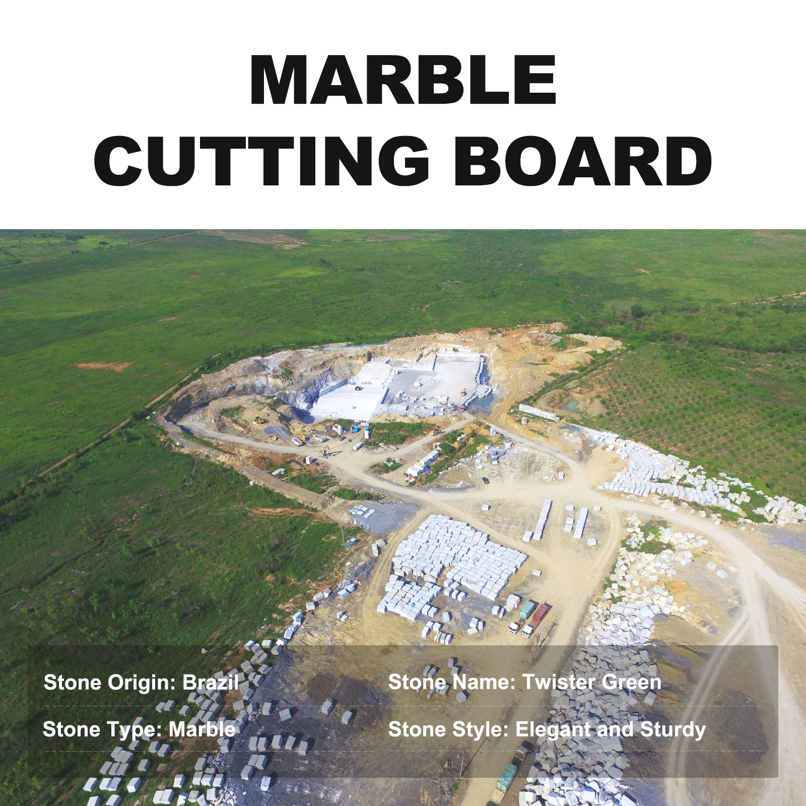 Koville Natural Granite Rectangle Pastry Board-Twister Green