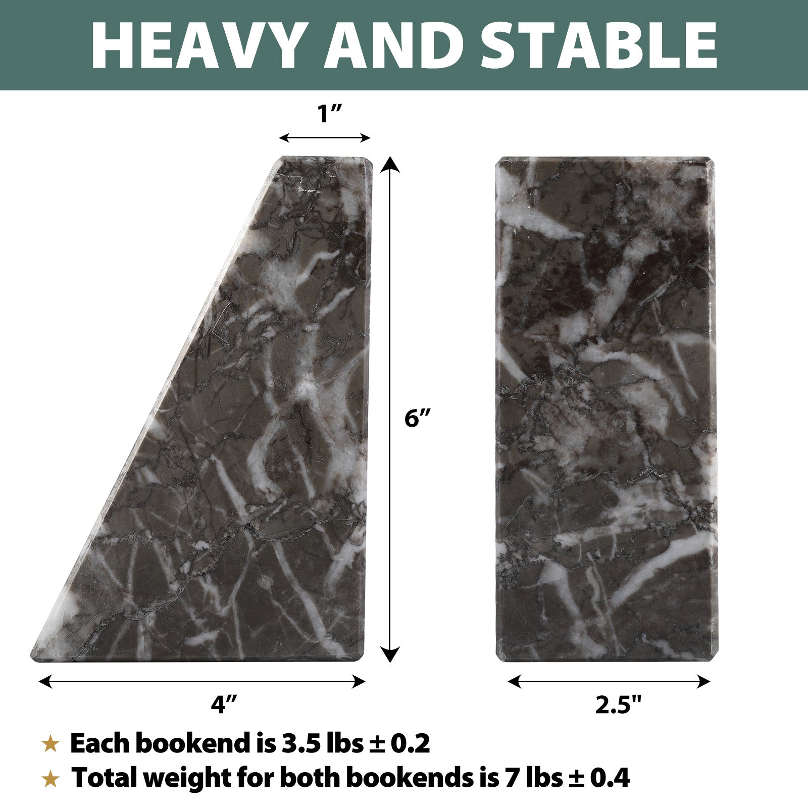 Trapezoid Bookend - Marble (Gris Lido)