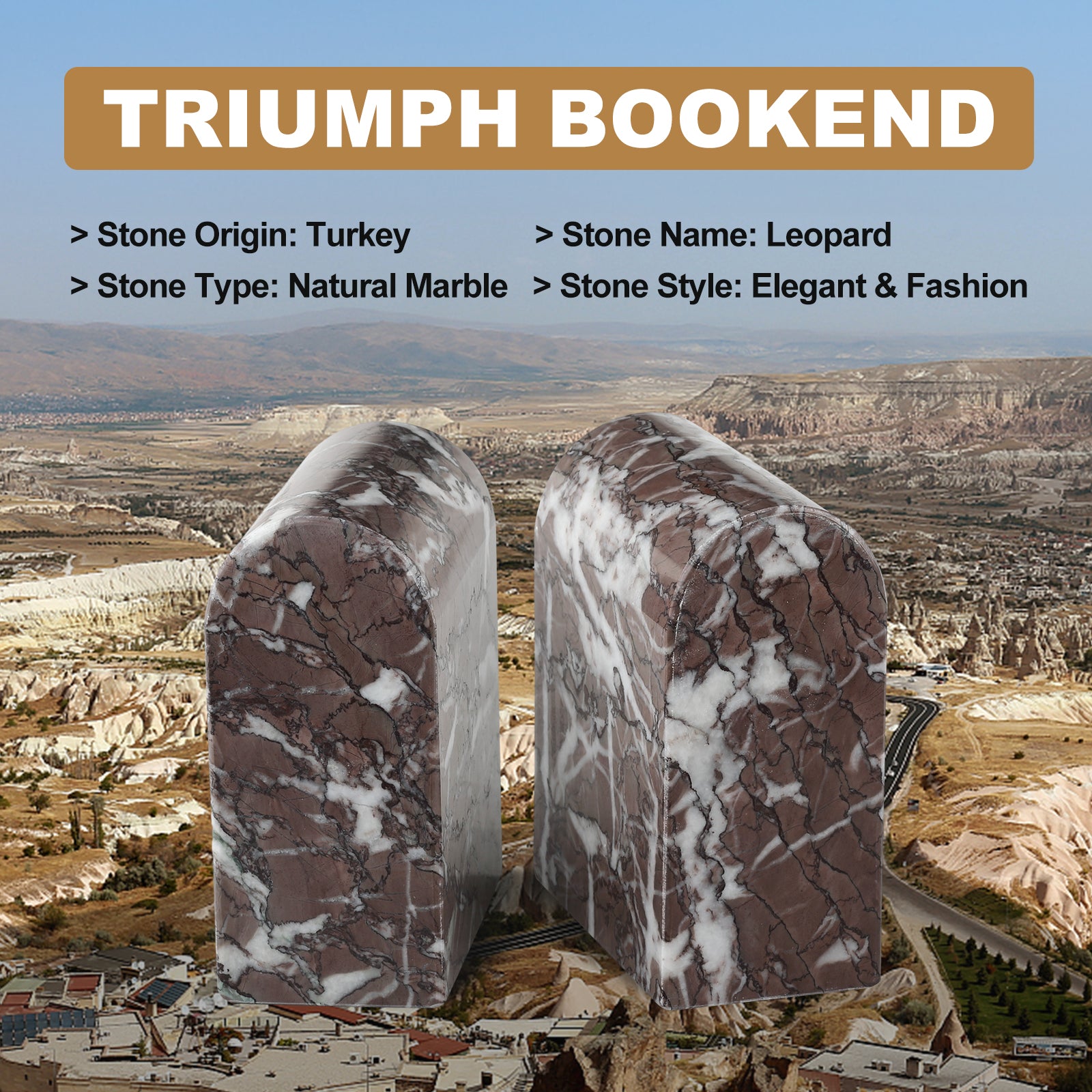 Triumphal Arch Bookends Large - Granite (Leopard)