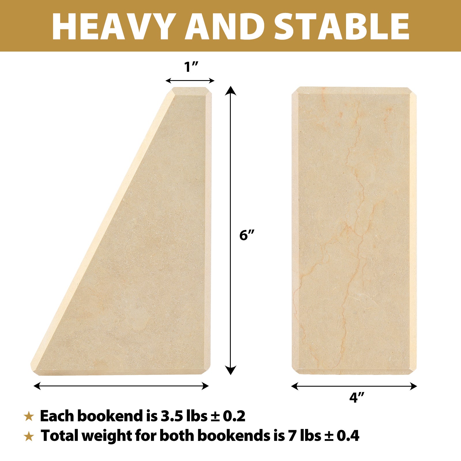 Trapezoid Bookends - Marble (Sunny Golden)