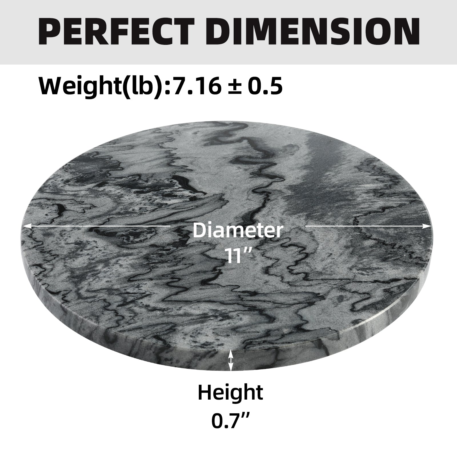 Round Pastry Board - Marble (Monte Grigio)