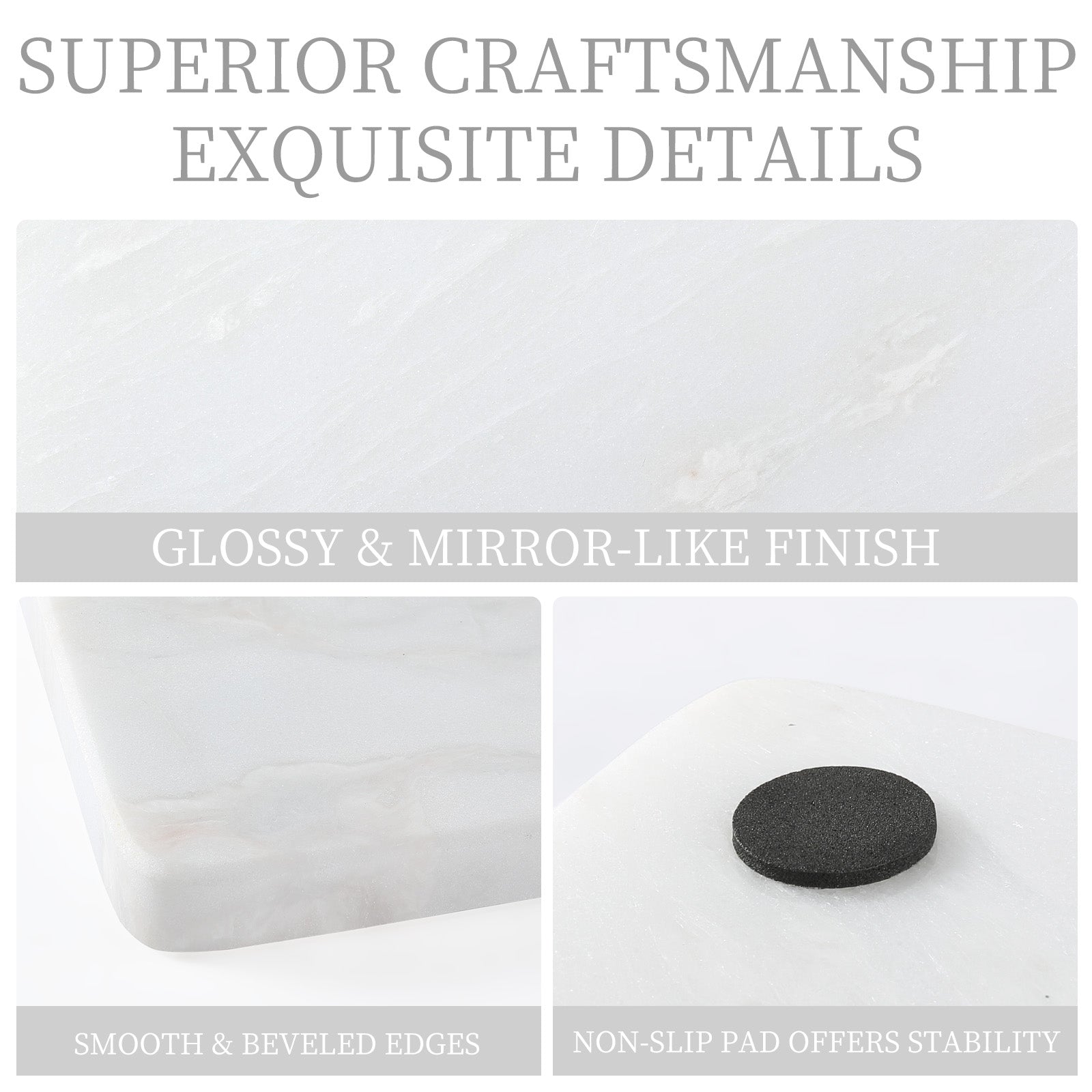 Koville Natural Marble Rectangle Pastry Board-Namib Bianco