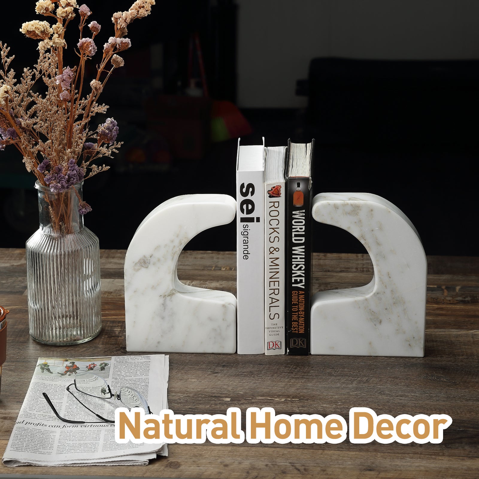 Swan Shaped Bookends - Marble (Oriental Calacatta)