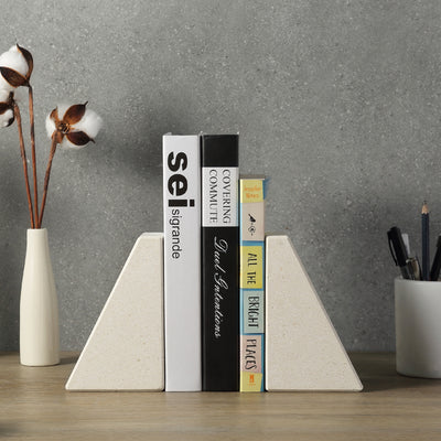 Koville Beige Trapezoid Bookends – Natural Warmth and Timeless Calm · Natural Pattern C
