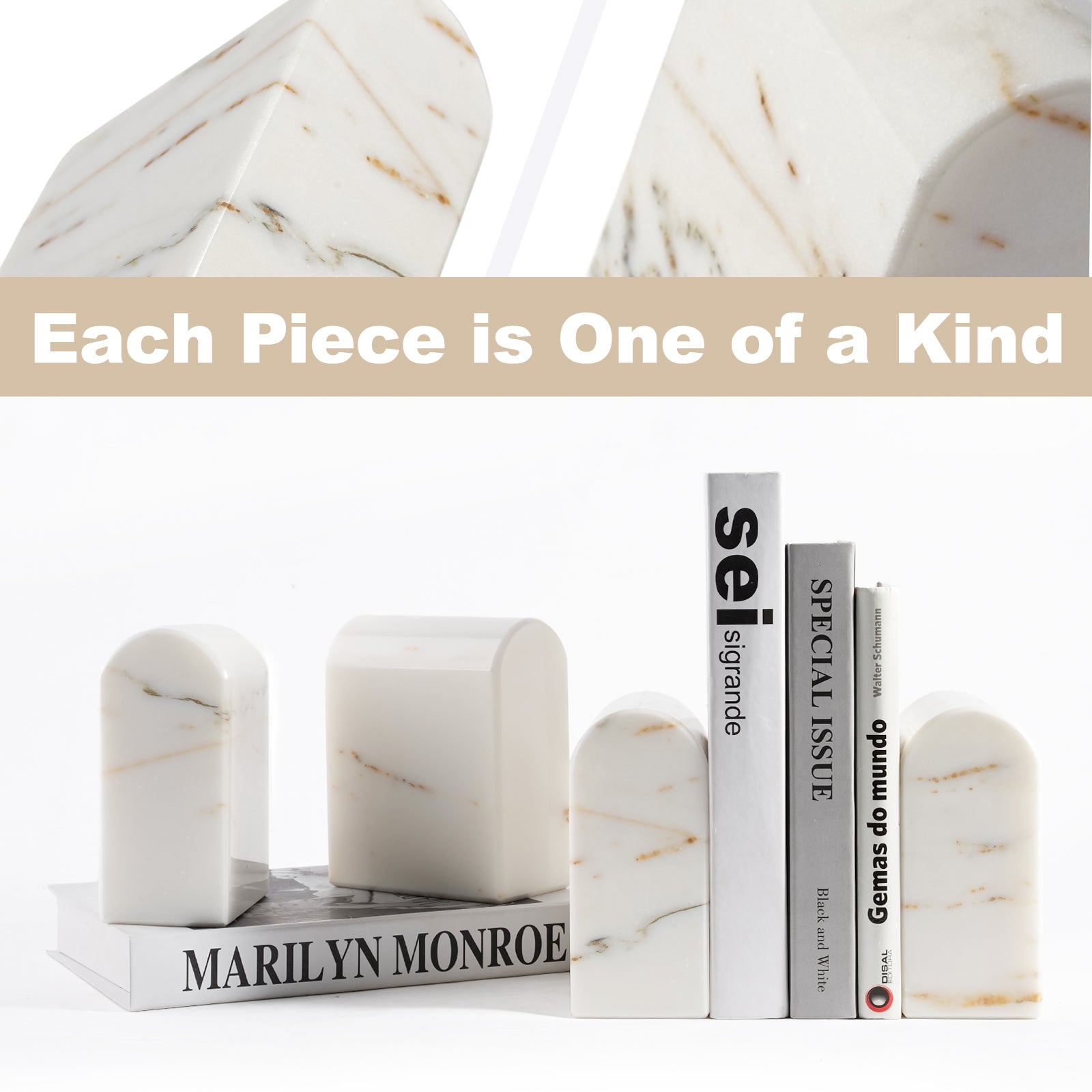 Triumphal Arch Bookends Large - Marble (Golden Calacatta)