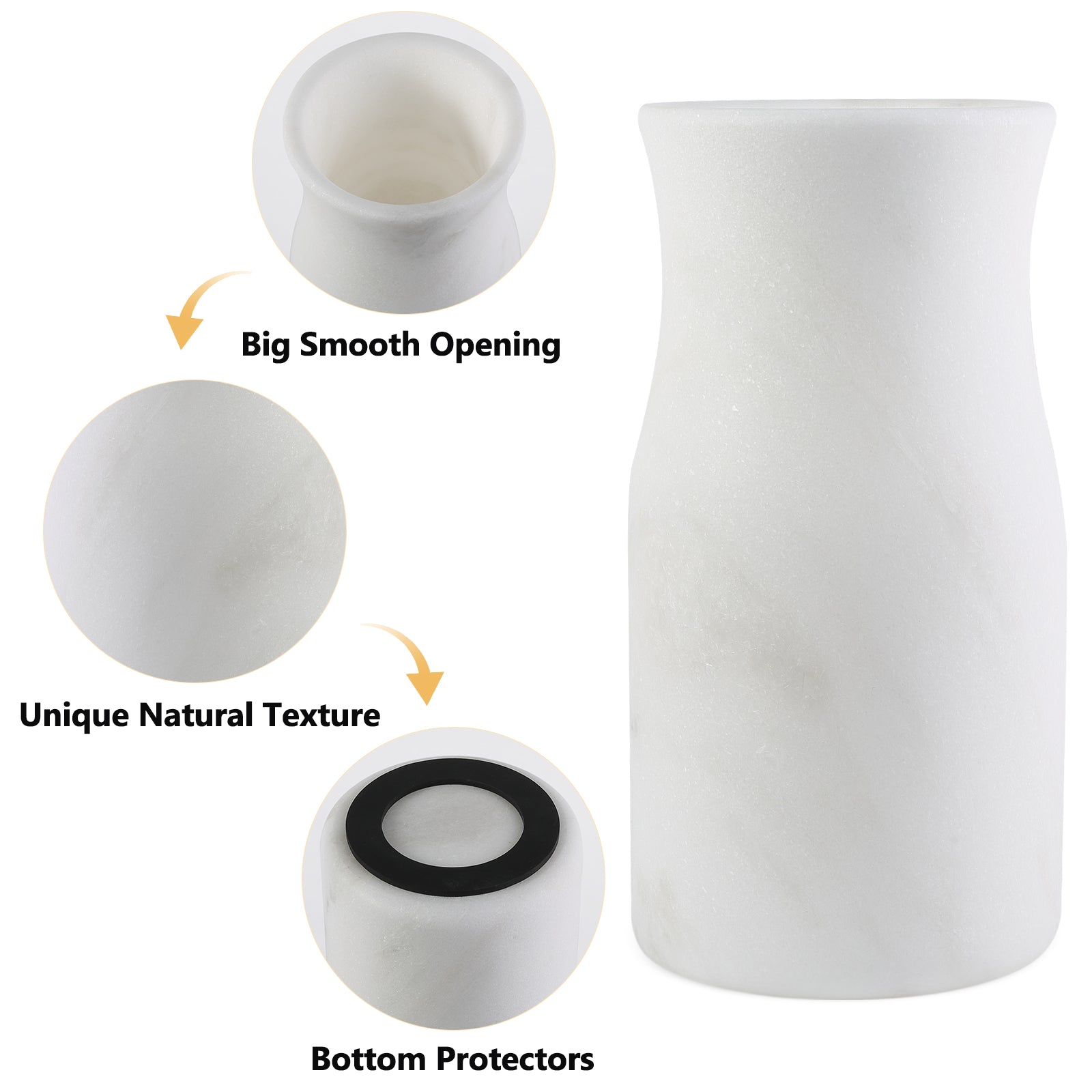 Koville Natural Marble Vase 4.04"-Namib Bianco