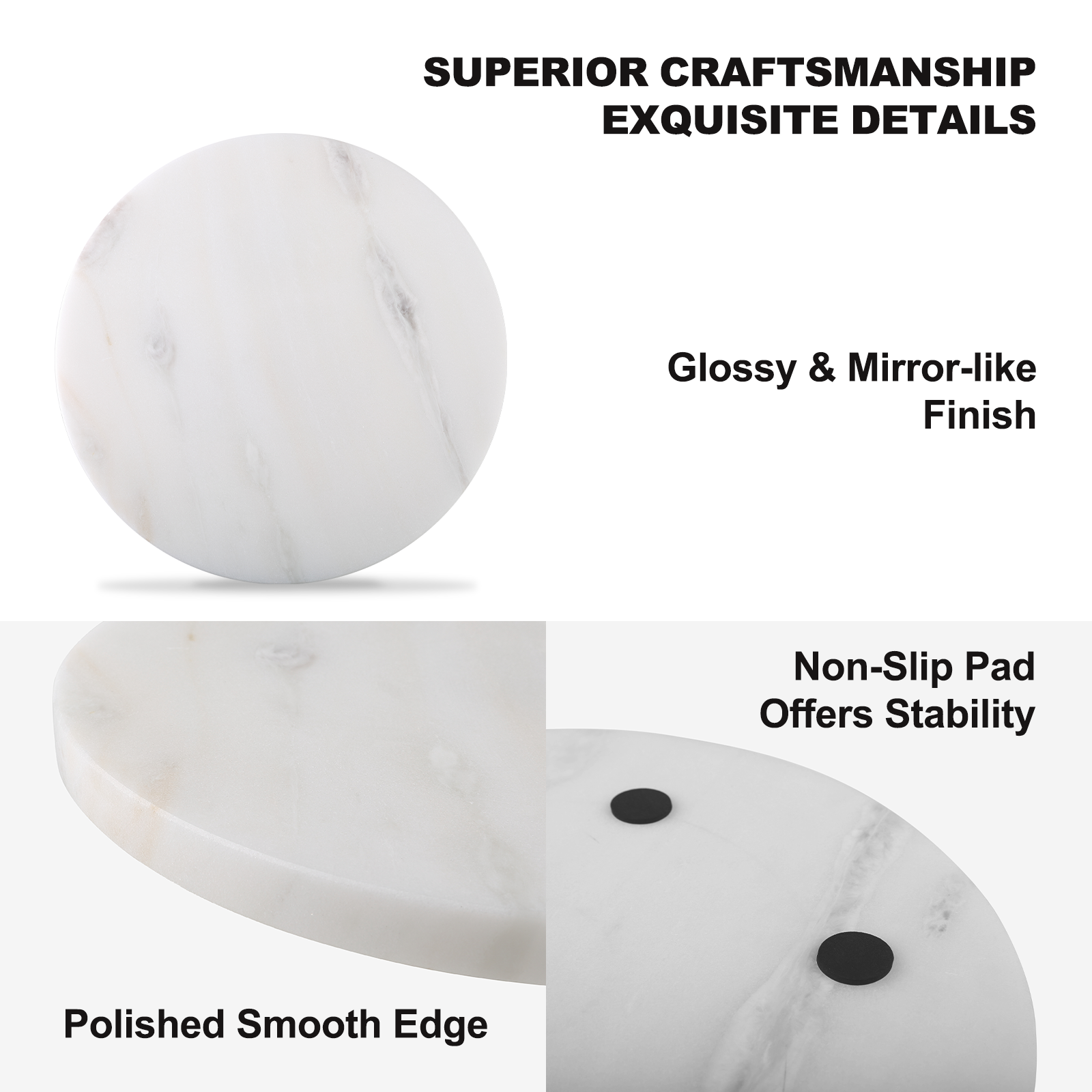 Koville Natural Marble Round Pastry Board-Namib Bianco