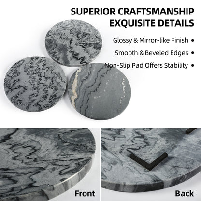 Round Pastry Board - Marble (Monte Grigio)