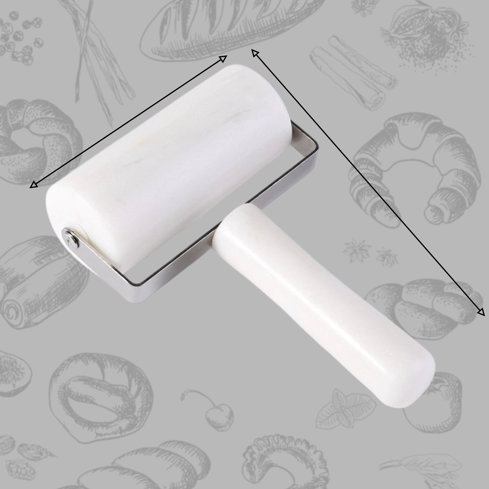 Koville Natural Marble Rolling Pin Pizza Roller-Namib Fantasy