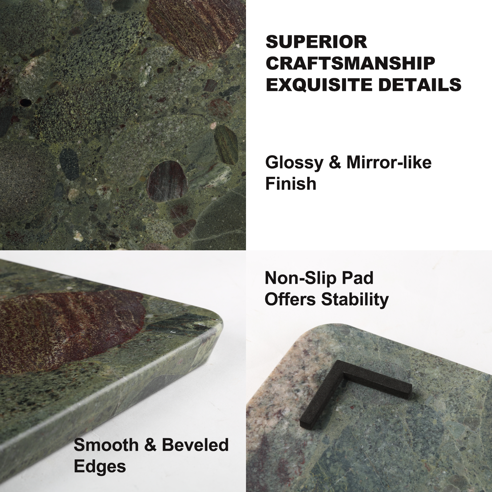 Koville Natural Granite Rectangle Pastry Board-Twister Green