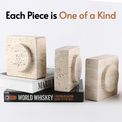 Koville Beige Square Bookends – Natural Warmth and Timeless Calm