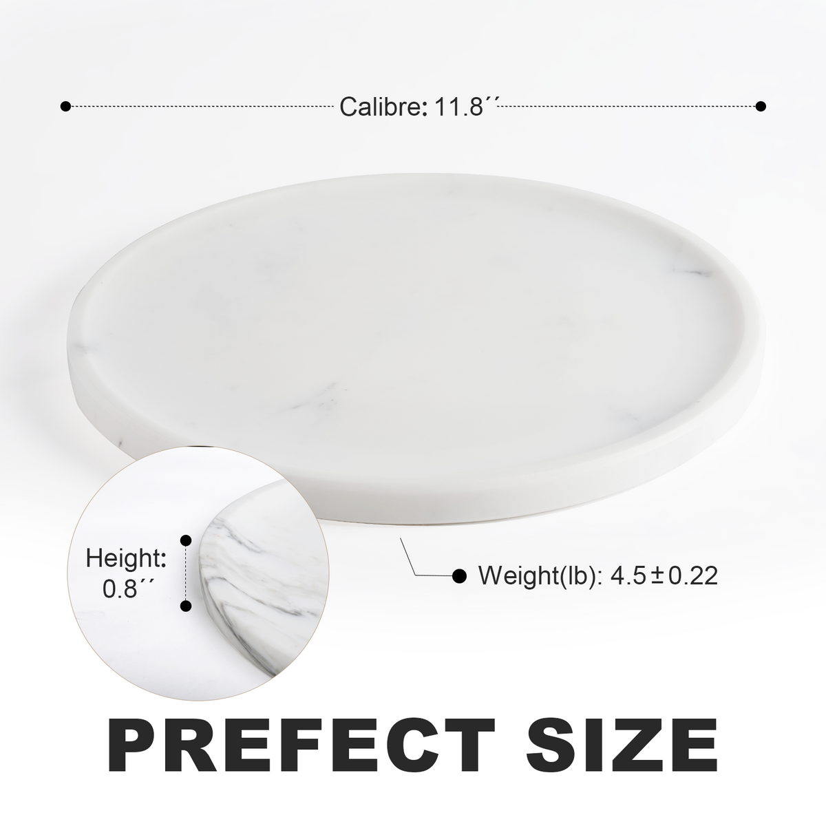 Round Serving Tray - Marble (Statuario)