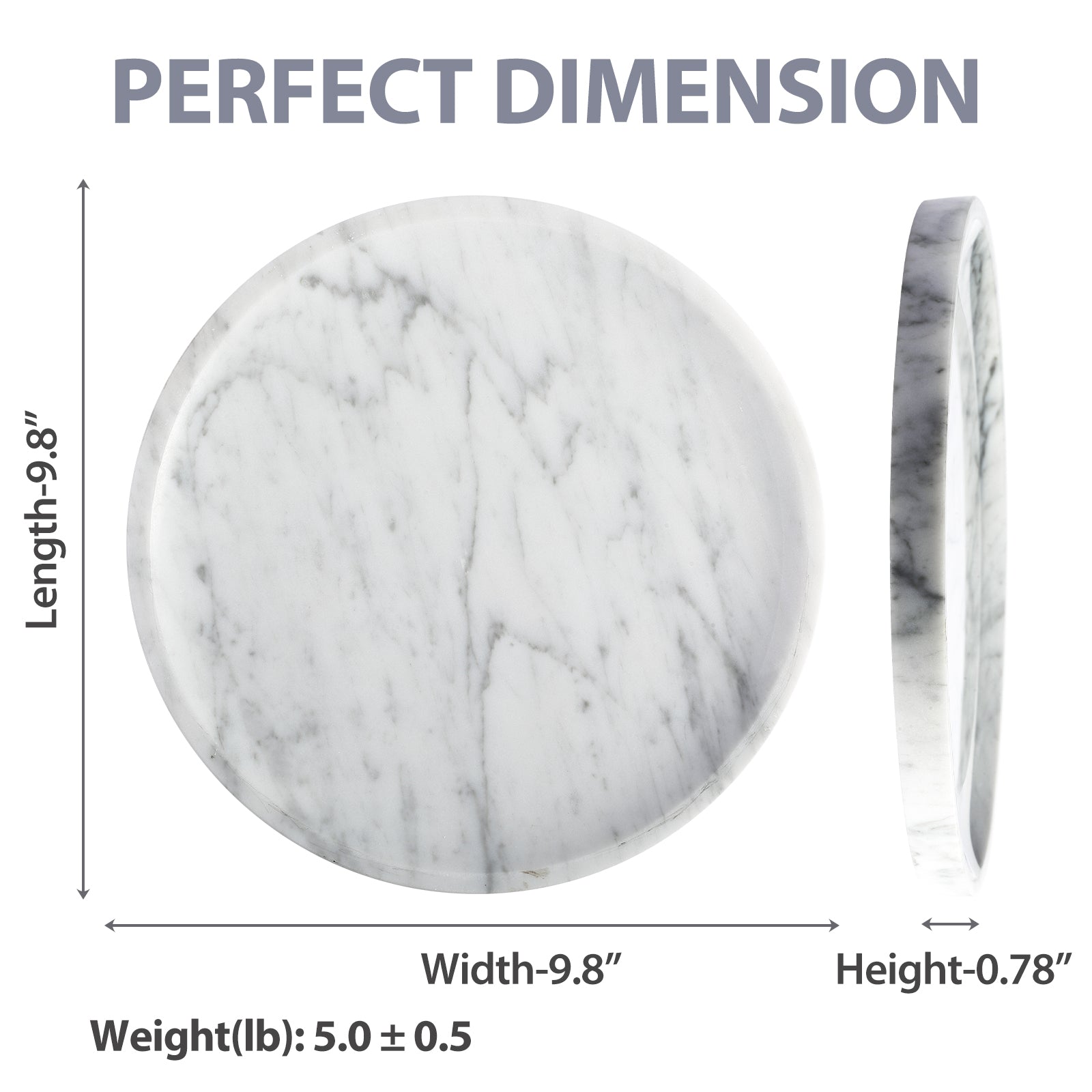 Round Serving Tray - Marble (Arabescato)
