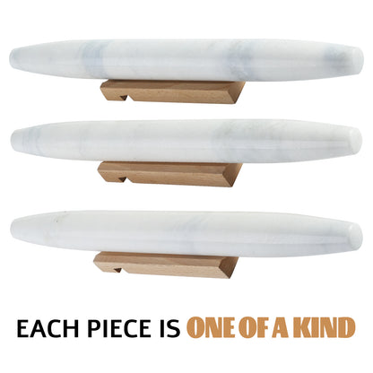 Natural Marble Rolling Pin with Wooden Base,16 inch-Namib Fantasy