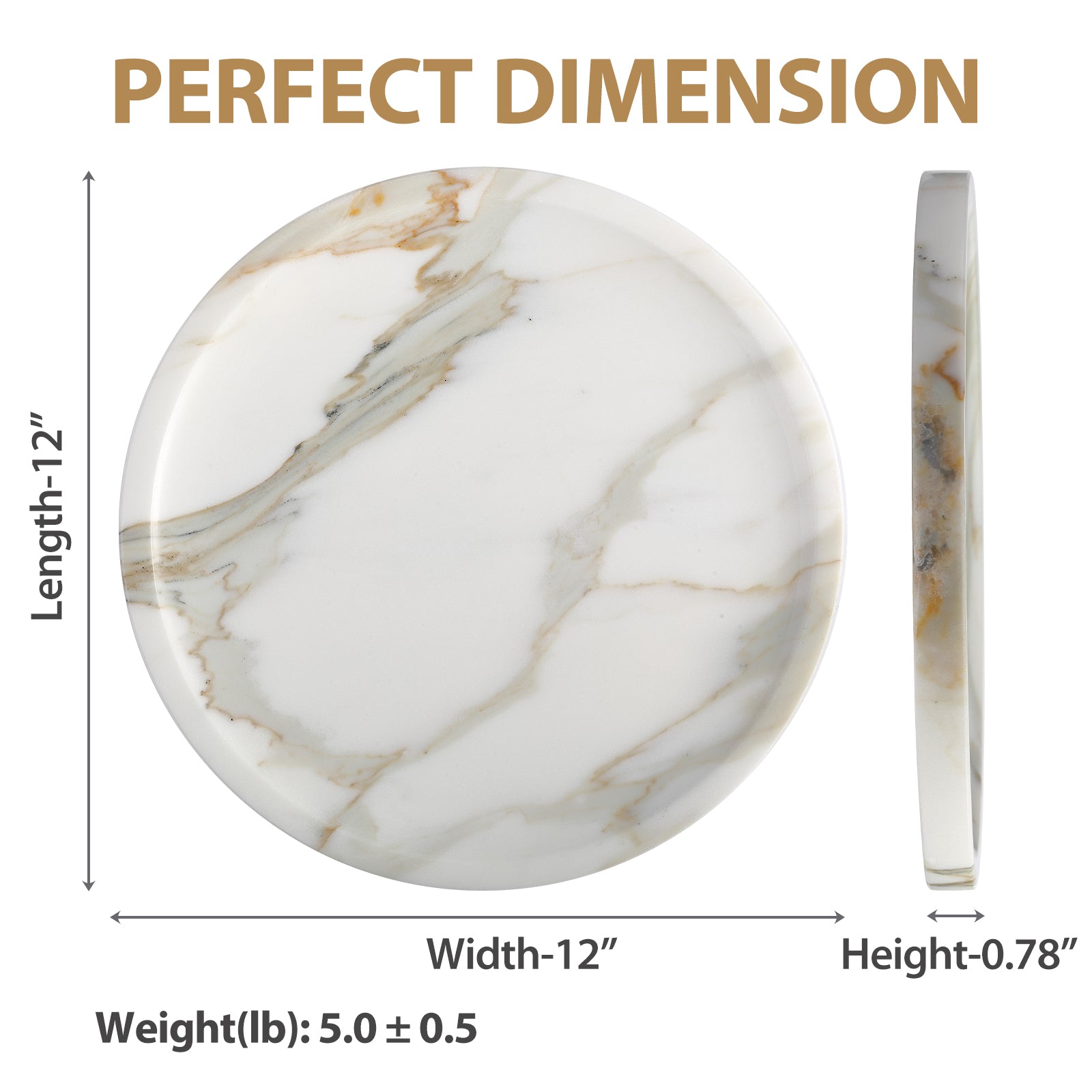 Round Serving Tray - Marble (Statuario)