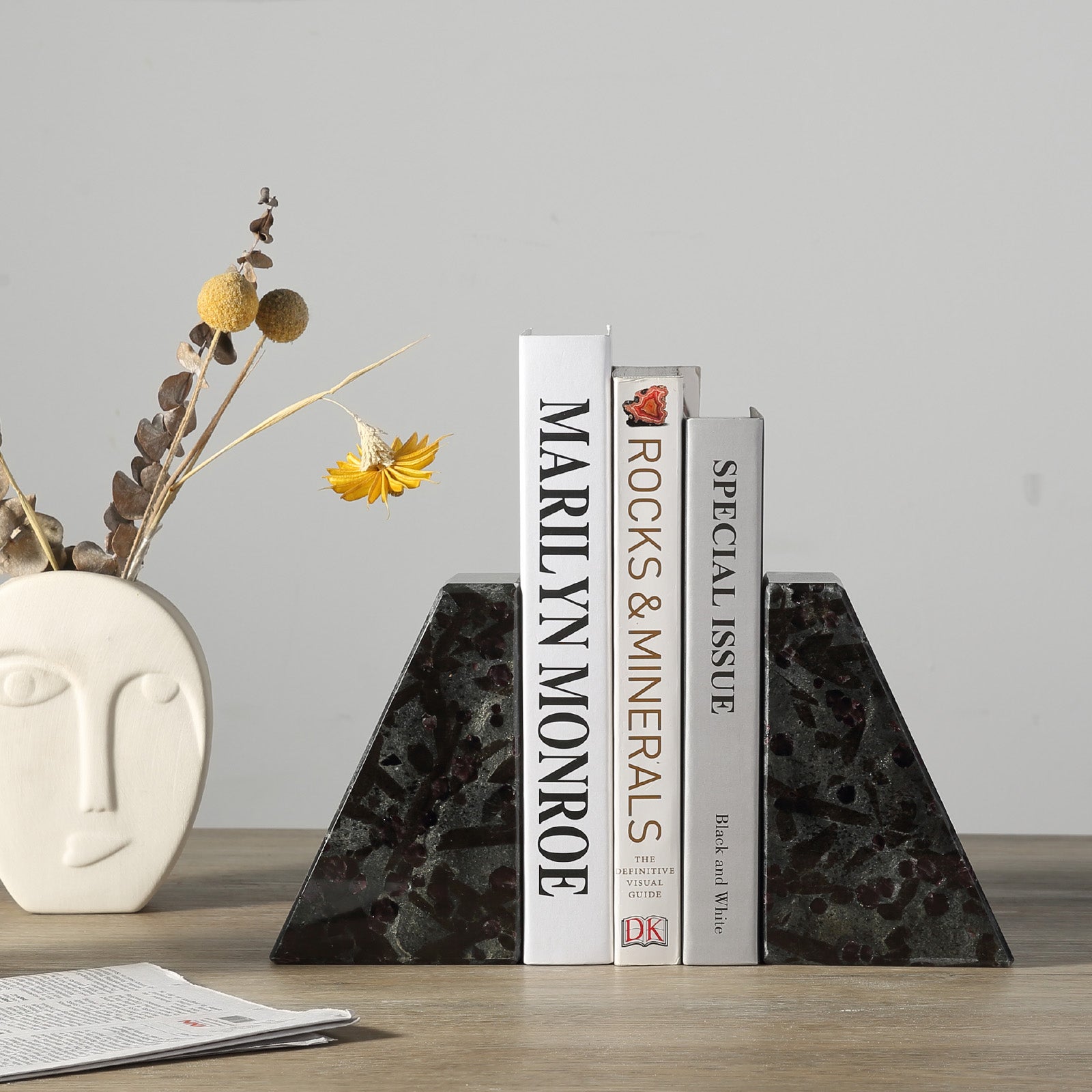 Trapezoid Bookends - Granite (Meteorus)