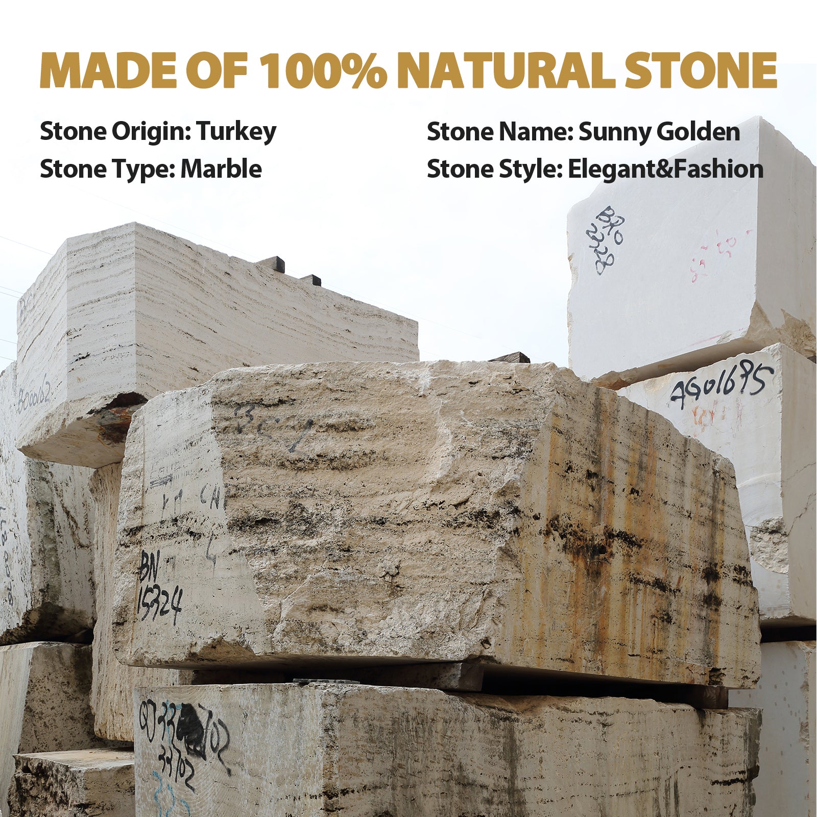 Trapezoid Bookends - Marble (Sunny Golden)