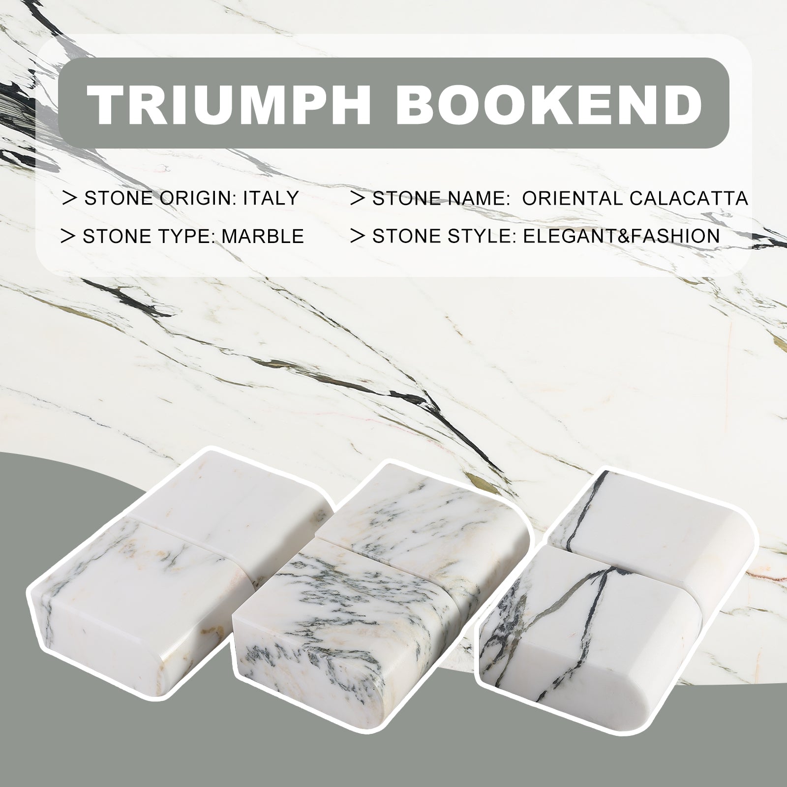 Triumphal Arch Bookends Large - Marble (Oriental Calacatta)