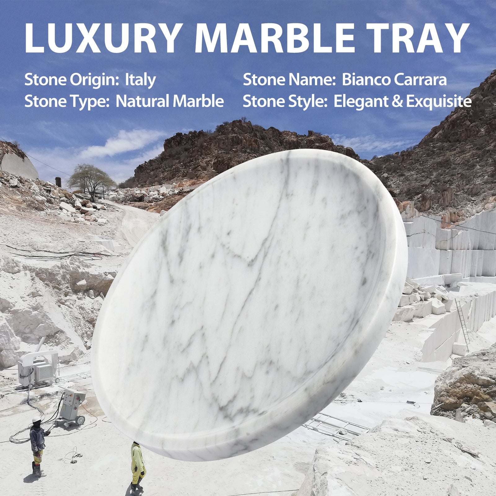 Round Serving Tray - Marble (Arabescato)