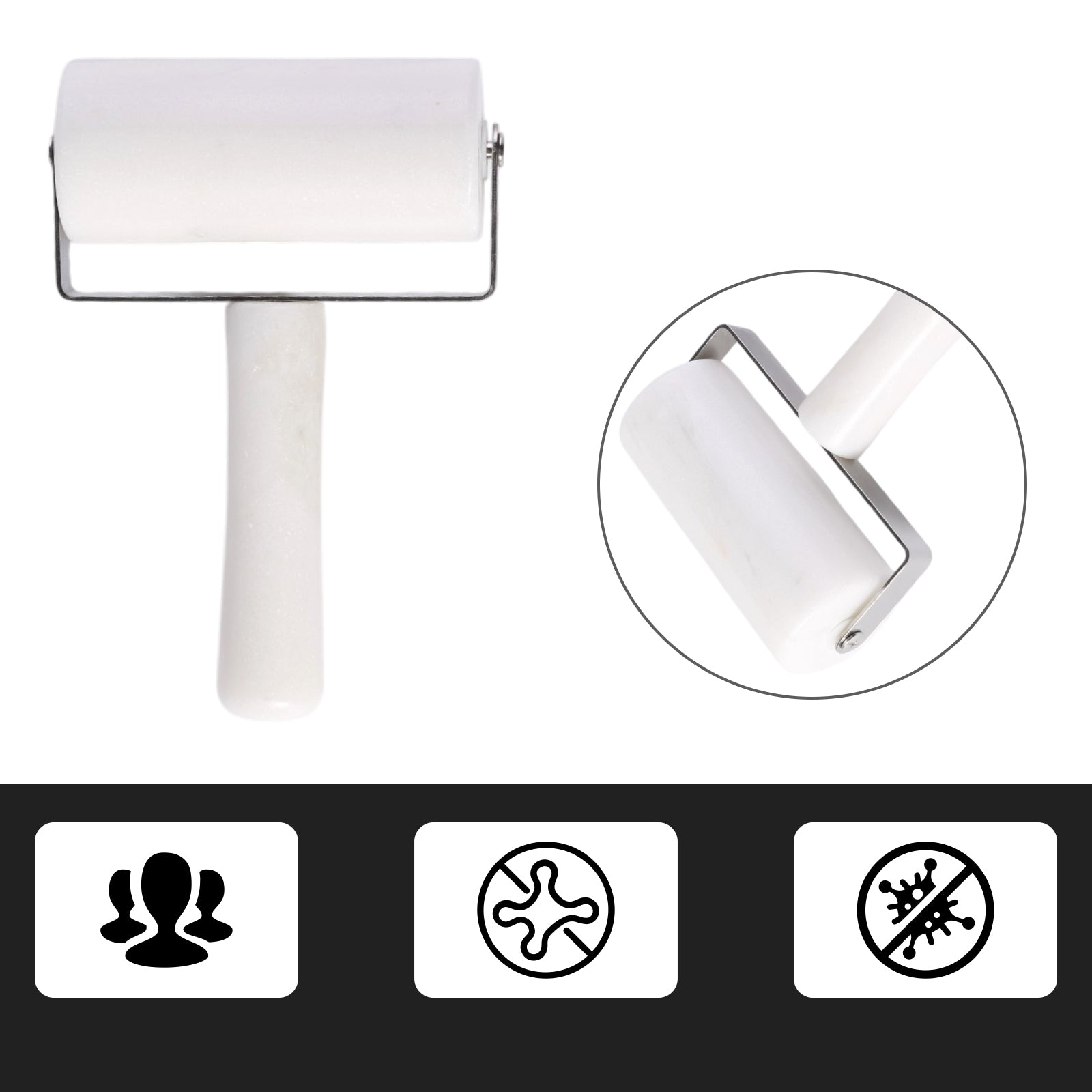 Koville Natural Marble Rolling Pin Pizza Roller-Namib Fantasy