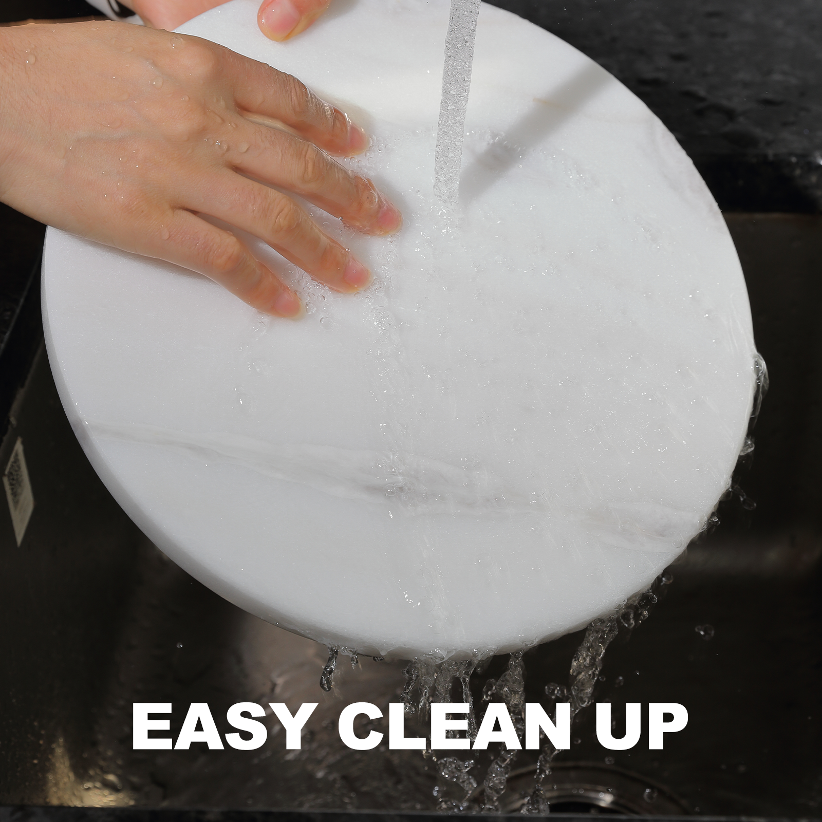 Koville Natural Marble Round Pastry Board-Namib Bianco