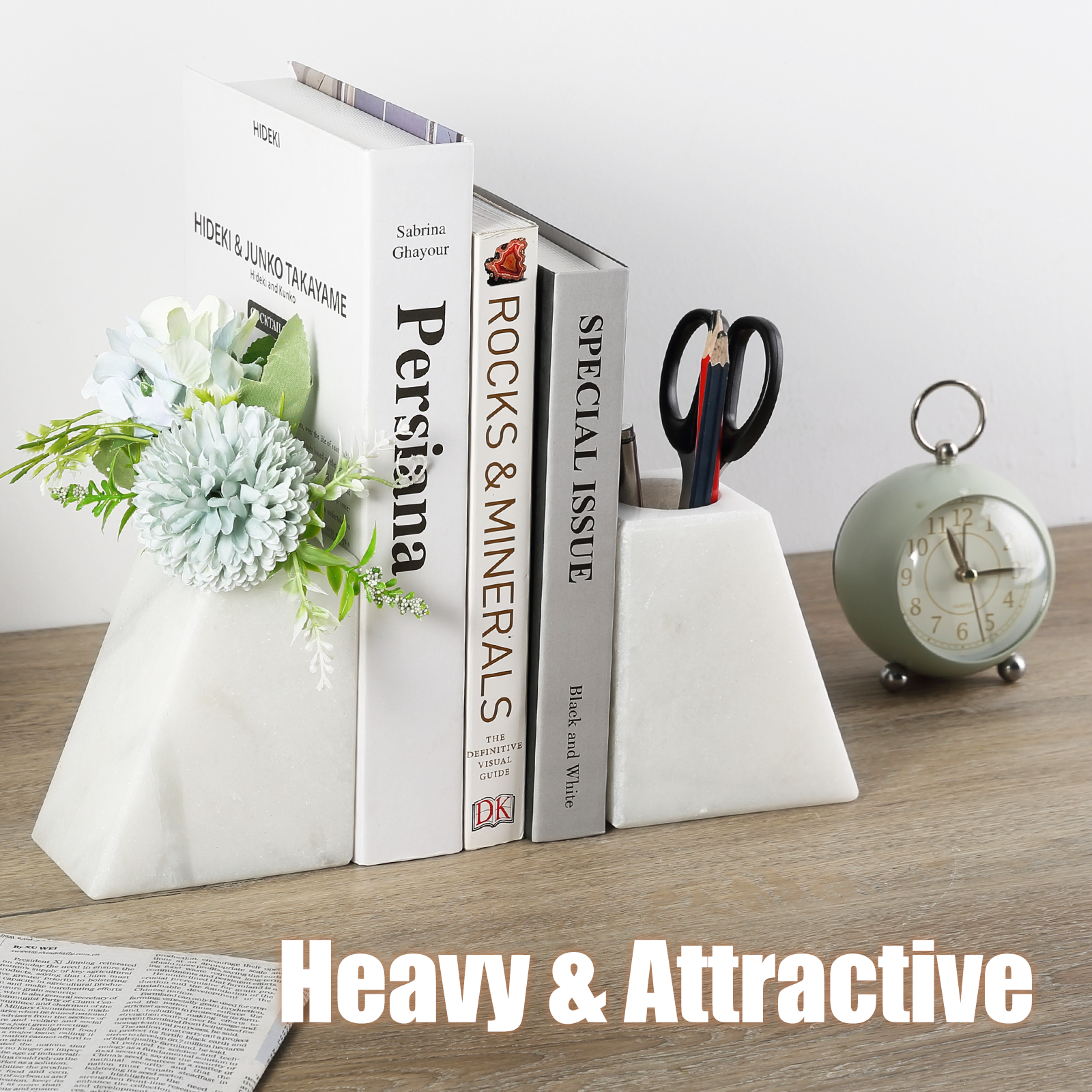 Trapezoid Vase Bookends - Marble (Namib Fantasy)