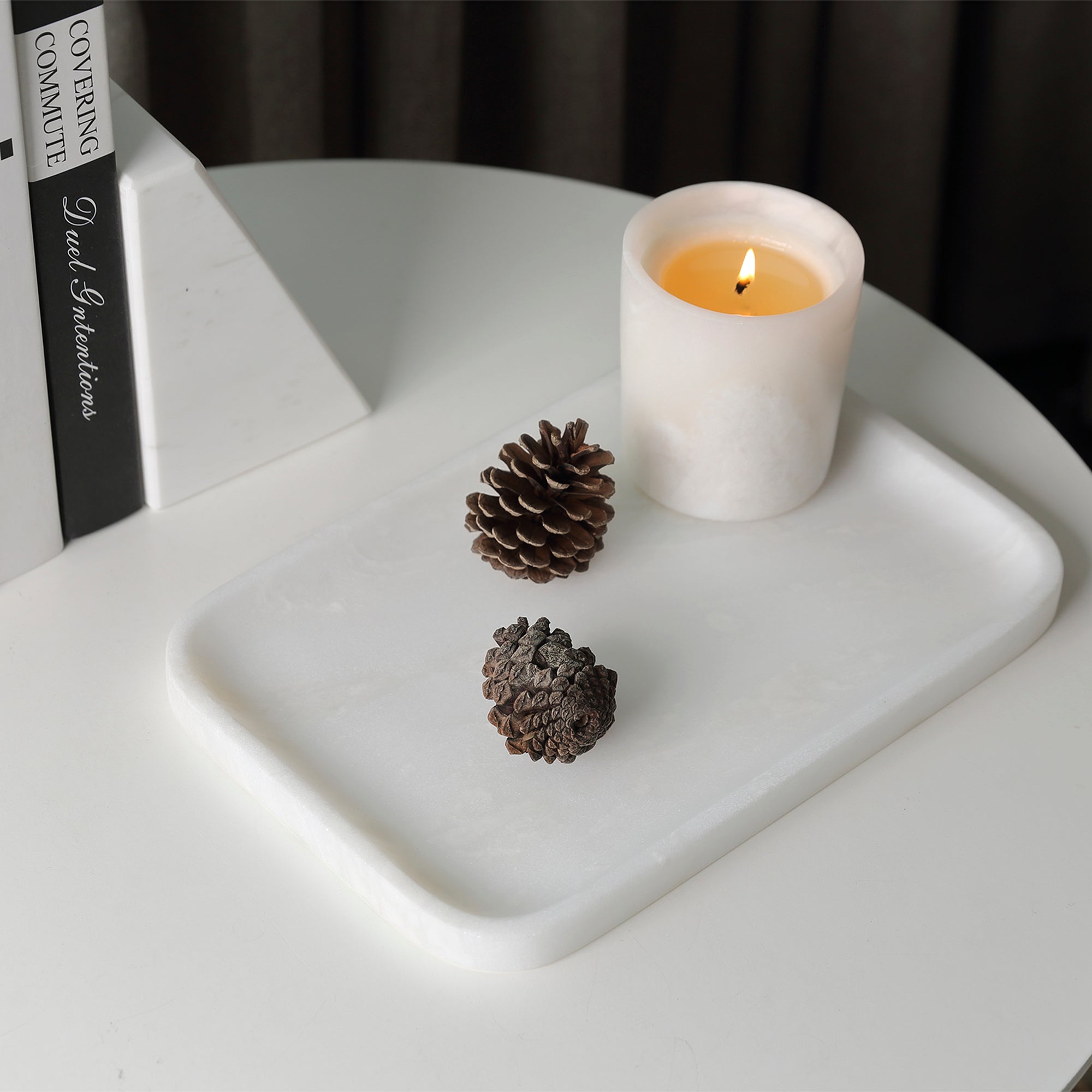 Rectangular Marble Tray - Marble (Namib Bianco)