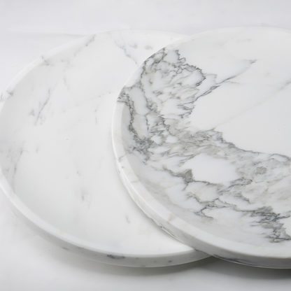 Round Serving Tray - Marble (Statuario)