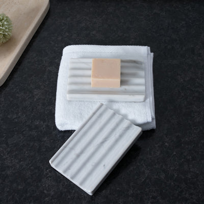 Koville White Soap Dish Set of 2 – Illuminating Elegant Spaces · Natural Pattern A