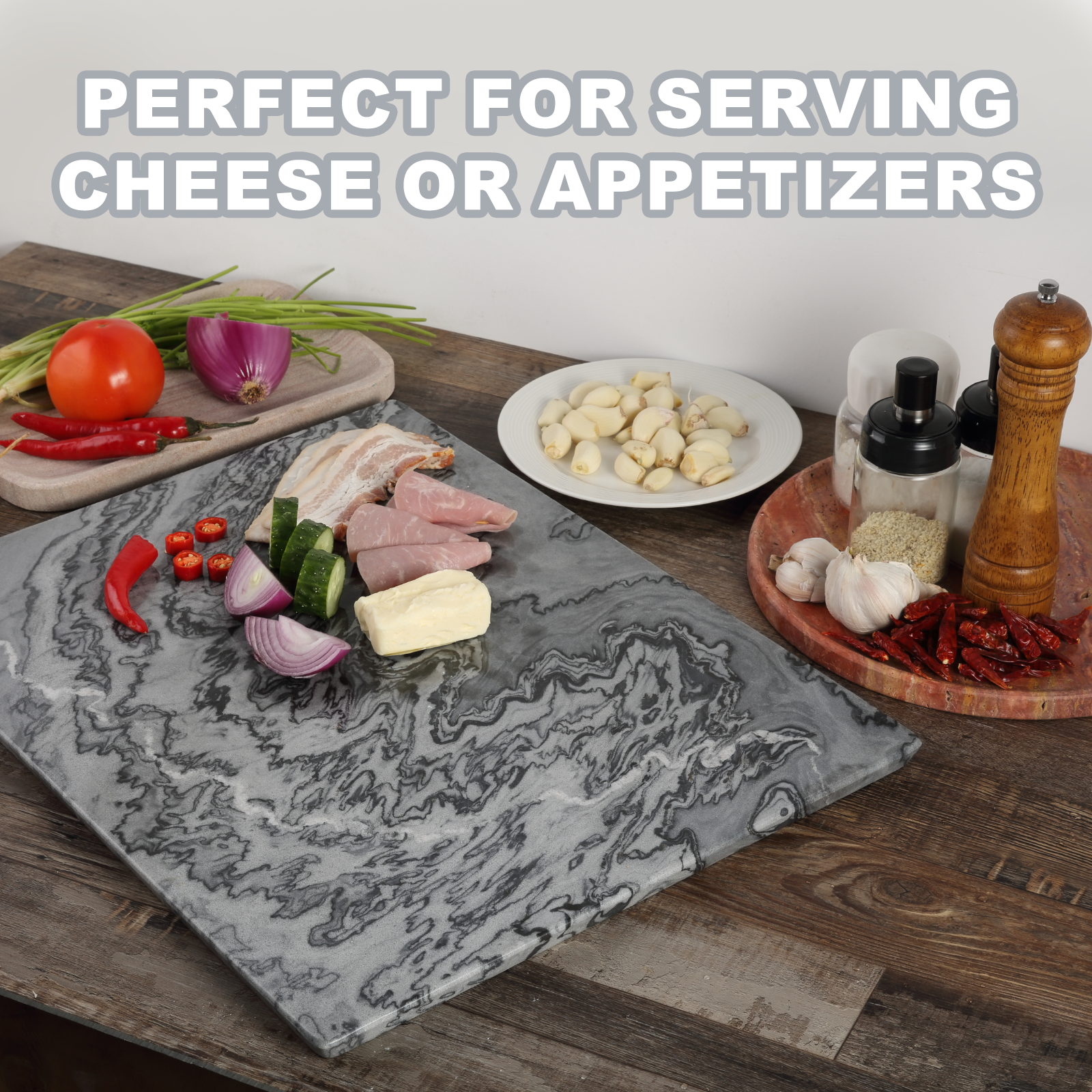 Koville Natural Marble Rectangle Pastry Board-Monte Grigio