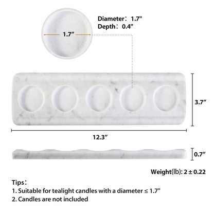 Koville 5 Holes Natural Marble Tea Light Candle Holder-Bianco Carrara