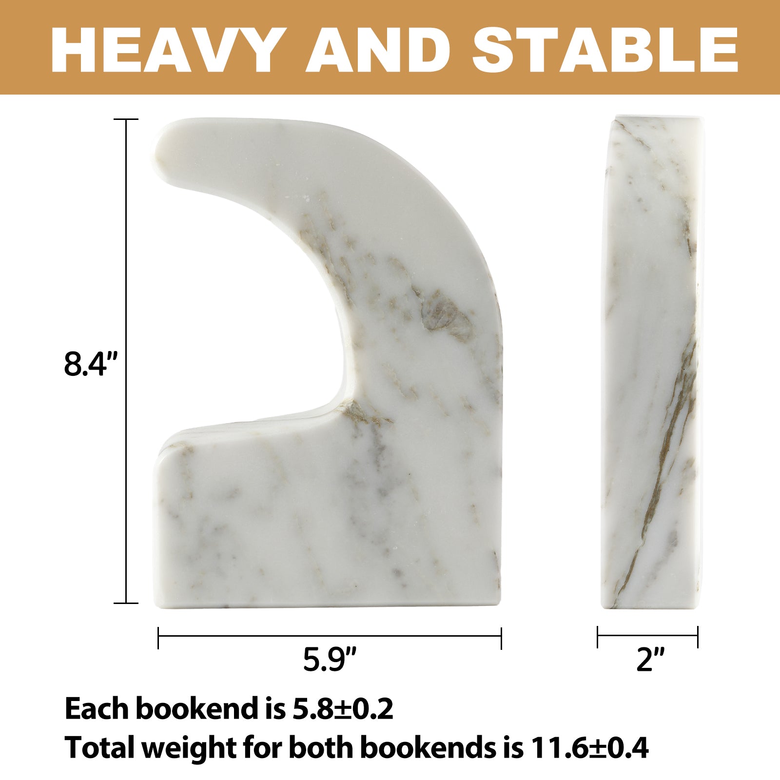 Swan Shaped Bookends - Marble (Oriental Calacatta)