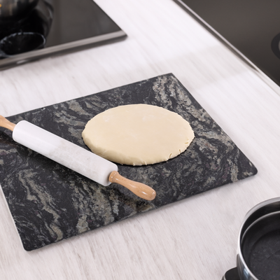 Koville Blue Rectangle Pastry Board (19.8 × 15.8 × 0.7 in) – Calm Depth for Modern Spaces