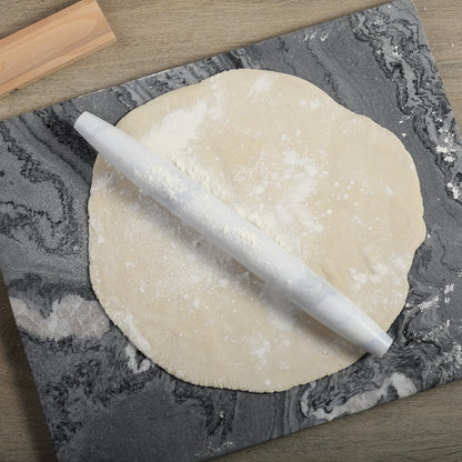 Natural Marble Rolling Pin with Wooden Base,16 inch-Namib Fantasy