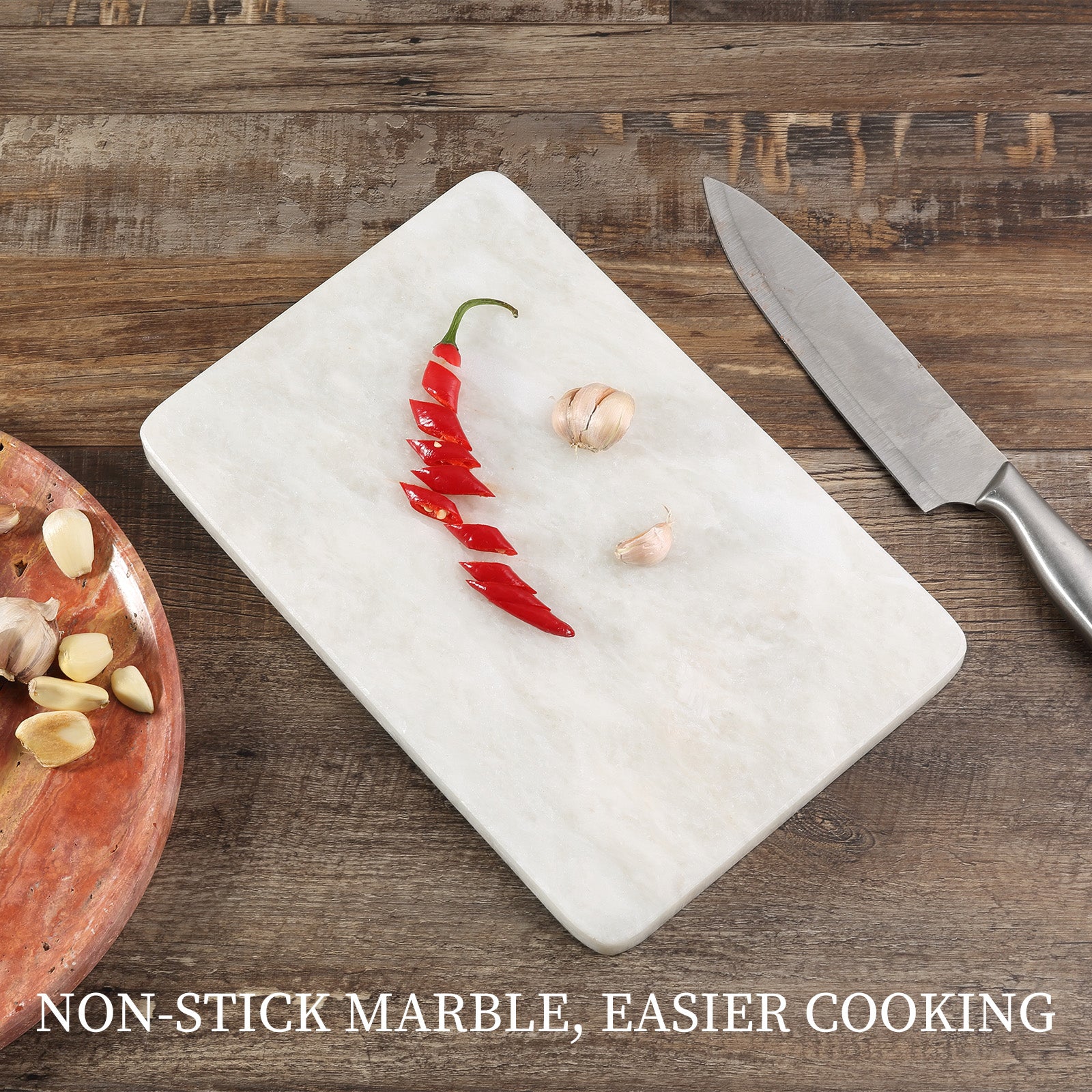 Koville Natural Marble Rectangle Pastry Board-Namib Bianco