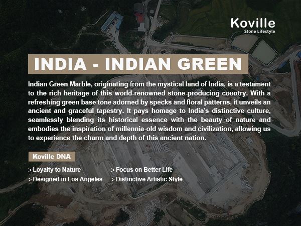 Koville Natural Marble Rolling Pin Scraper Dough Mat Set-Indian Green