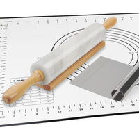 Koville Natural Marble Rolling Pin with Wooden Base Holder,18.11 inch-Namib Fantasy